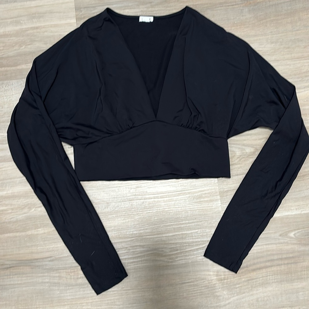 Garage Long Sleeve Deep Plunge Cropped Top